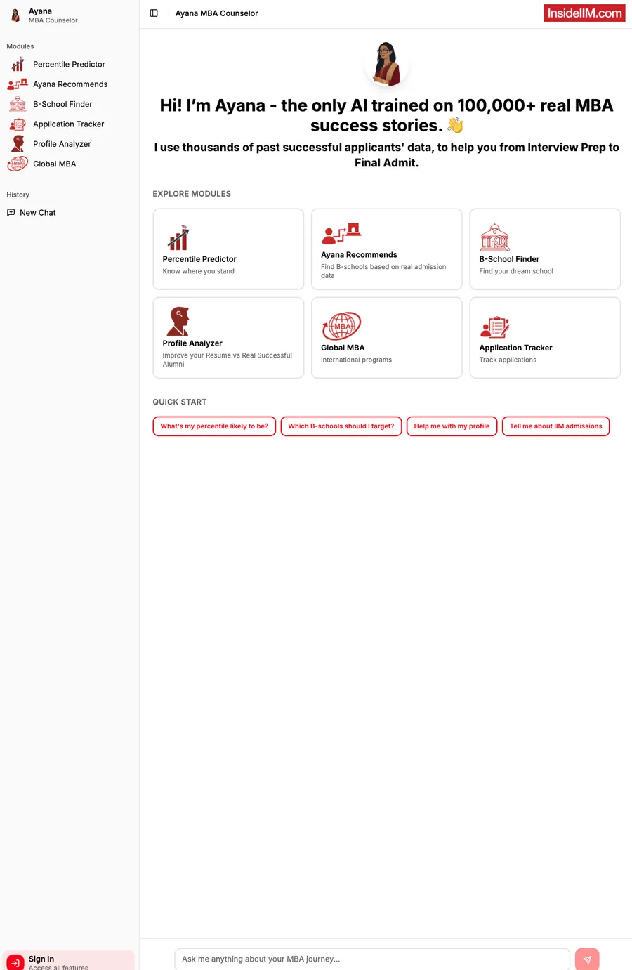 AyanaAI product screenshot
